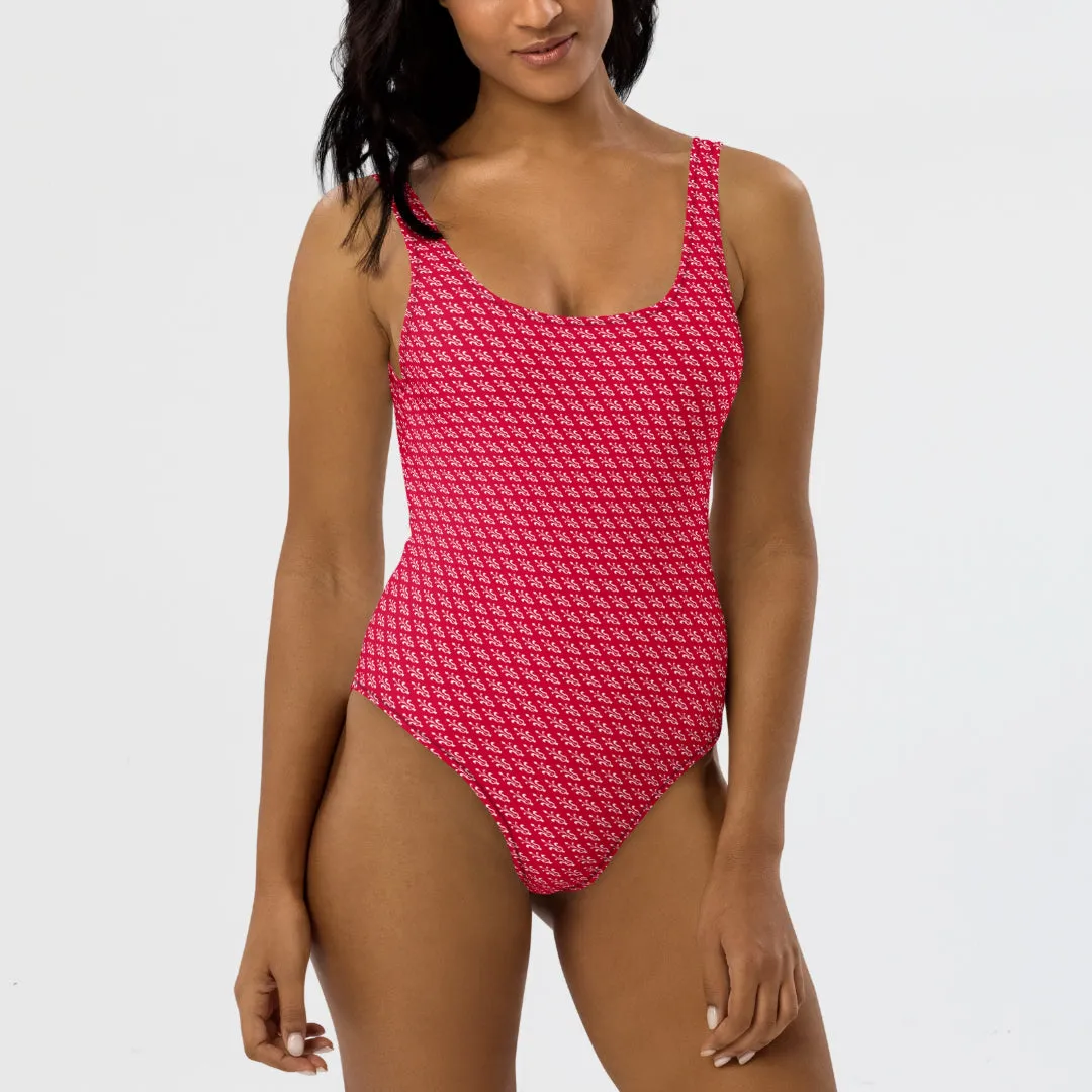 KOBOMO Fleur De Lis One-Piece Swimsuit - Crimson Red