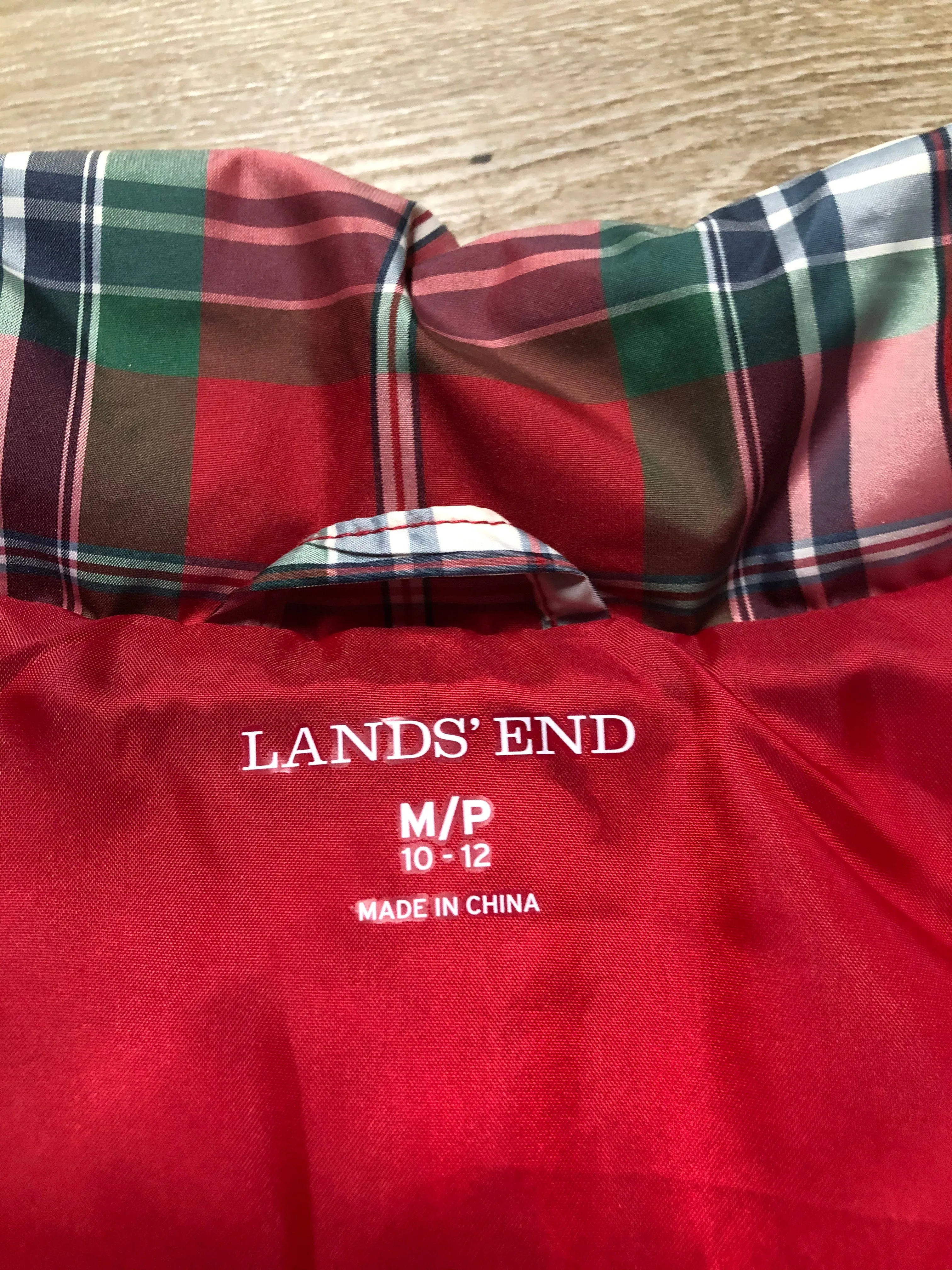 Land’s End Plaid Down Filled Vest, SOLD