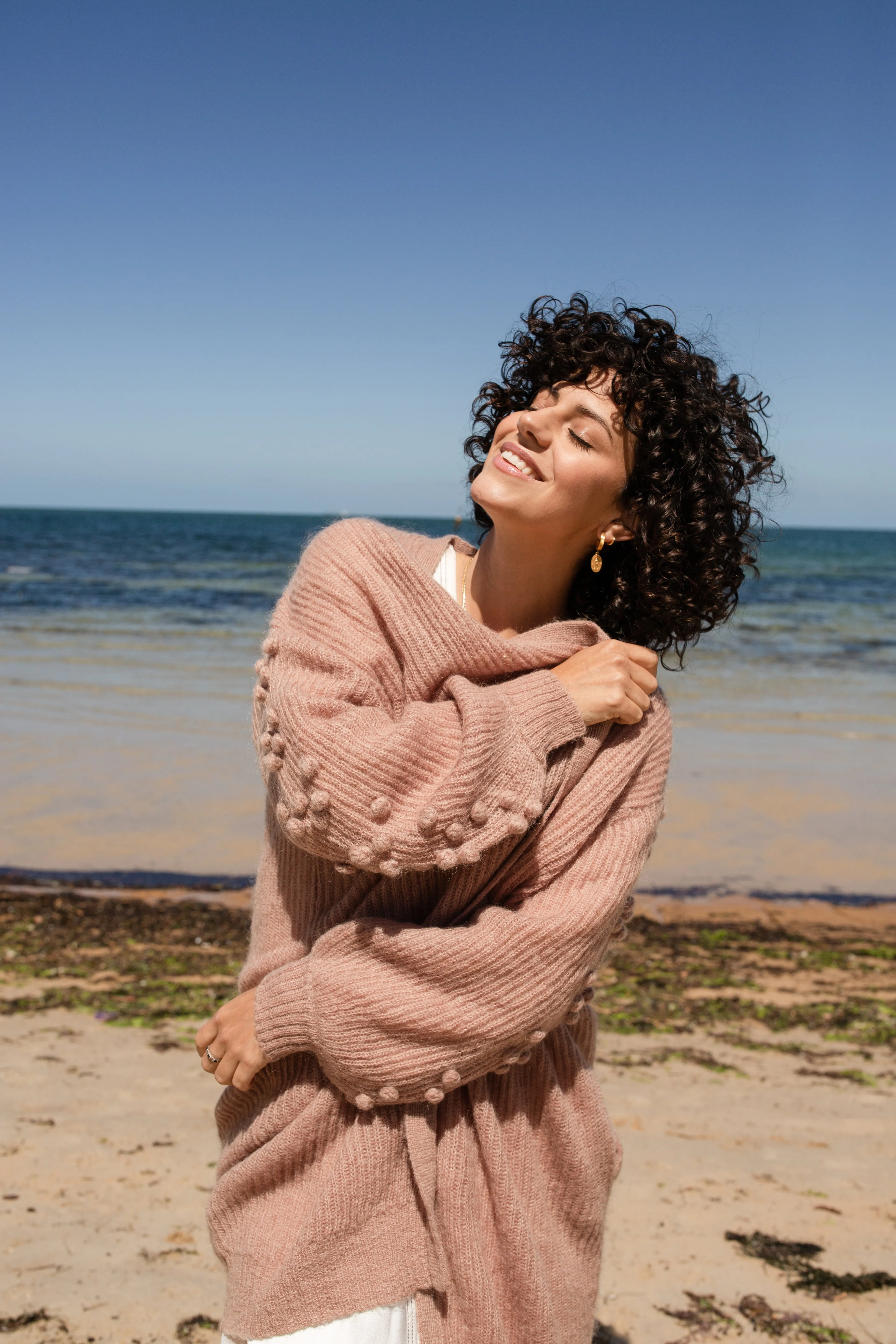 LOLA LONGLINE CARDIGAN - SANDY