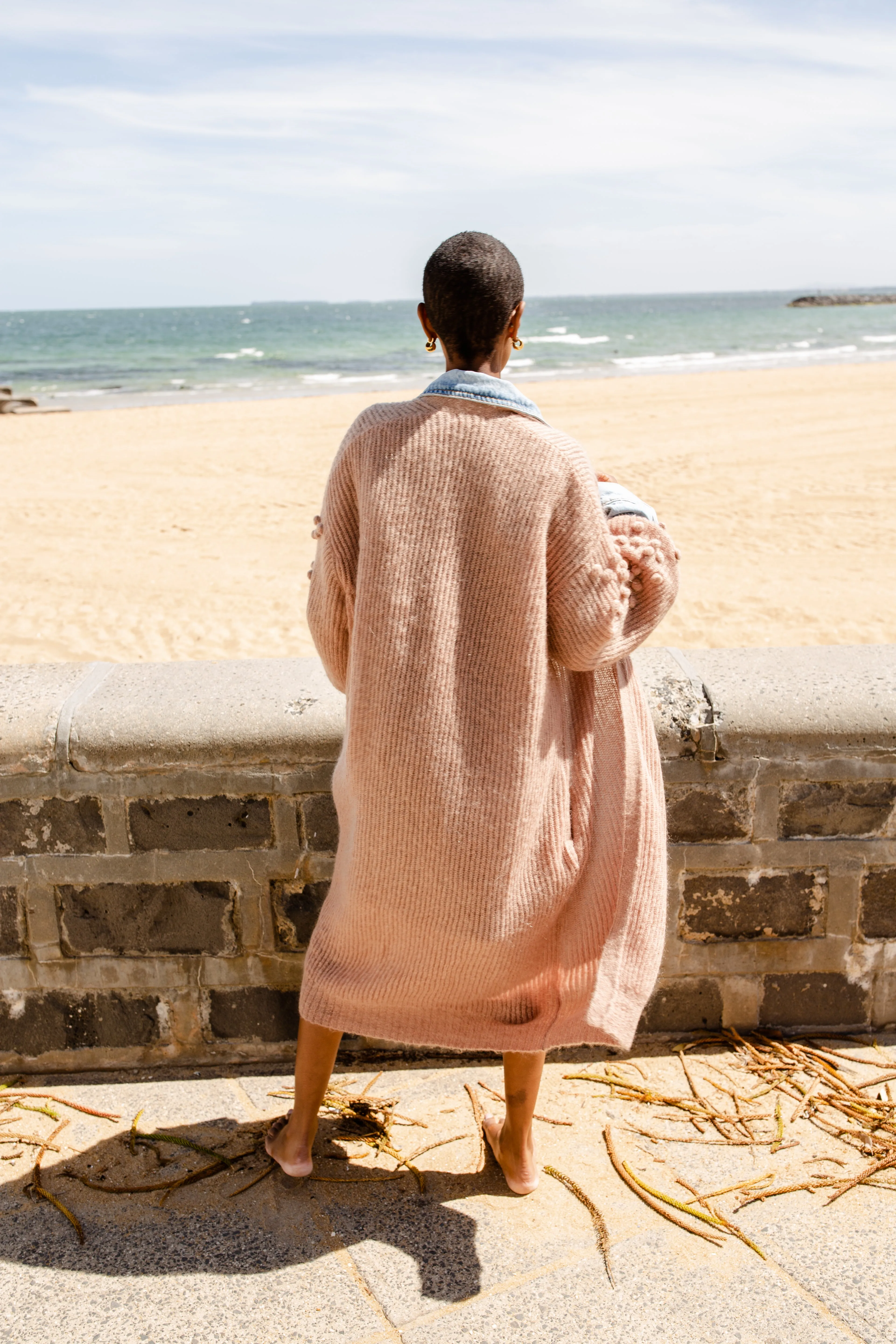 LOLA LONGLINE CARDIGAN - SANDY