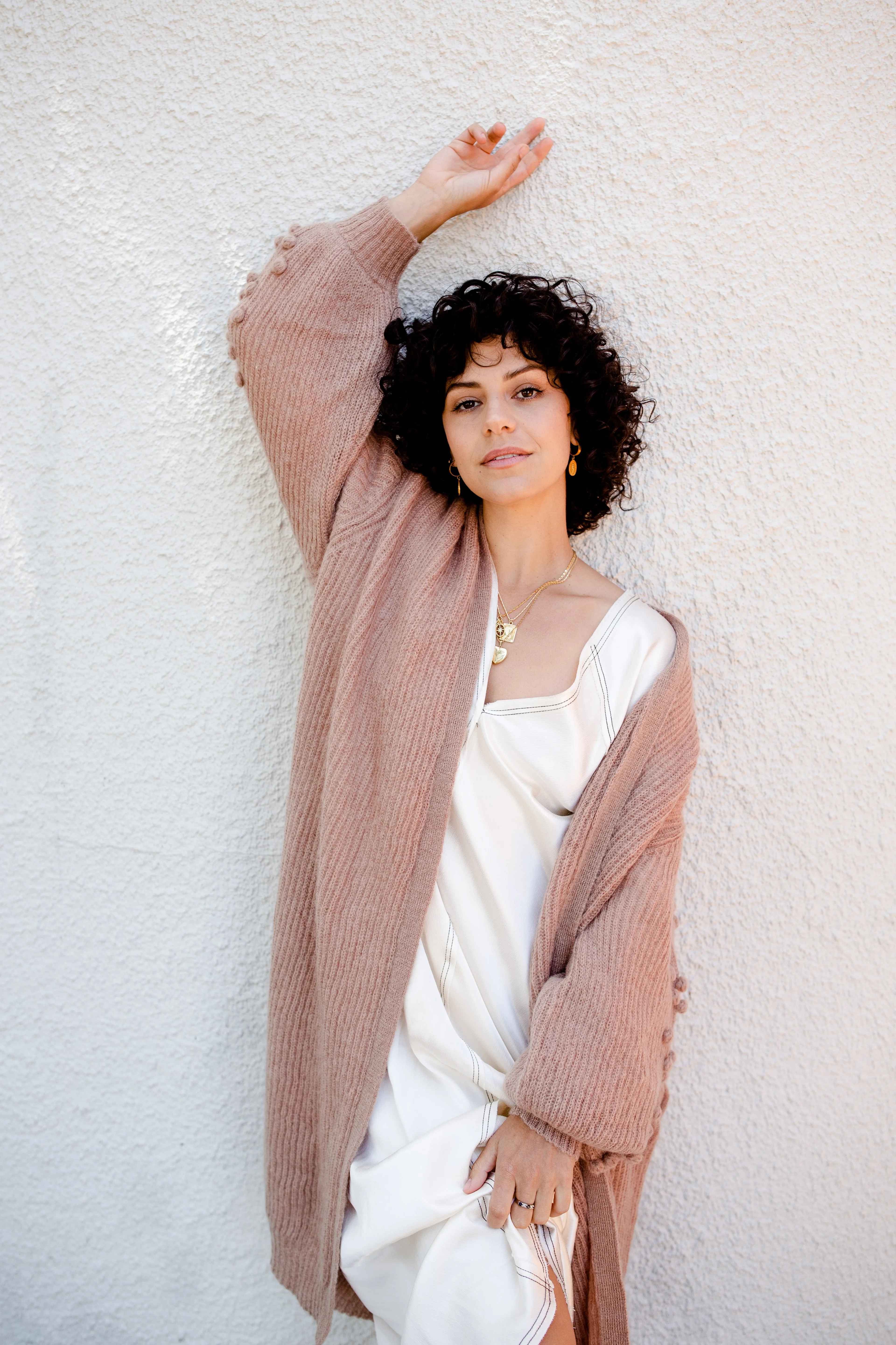 LOLA LONGLINE CARDIGAN - SANDY