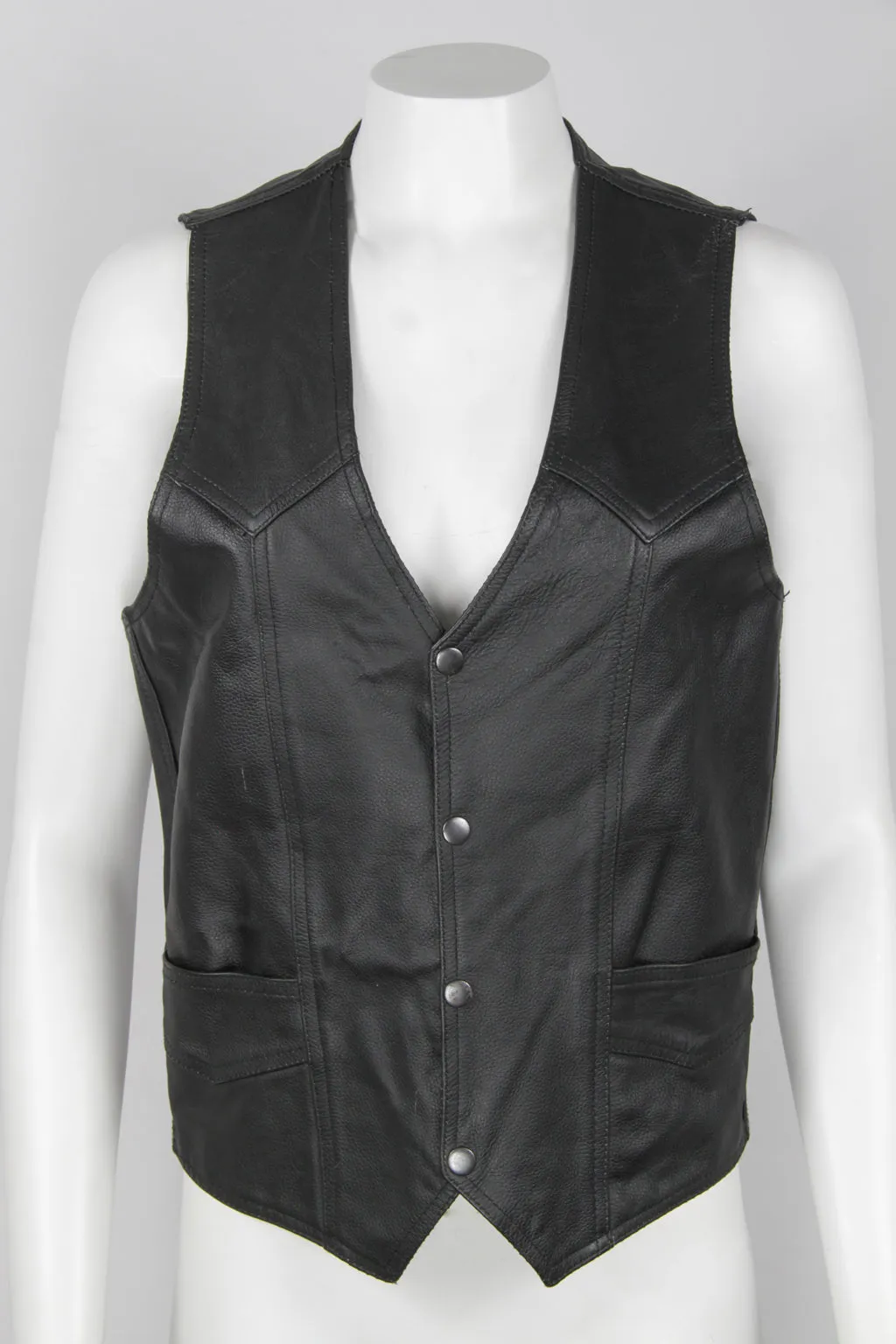 Lone Wolf patched leather Biker Vest - S