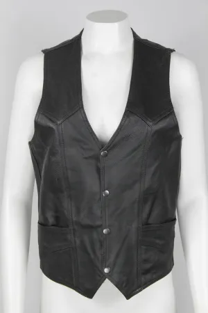 Lone Wolf patched leather Biker Vest - S