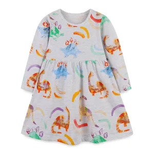 Long Sleeve Girls Dinosaur Dress