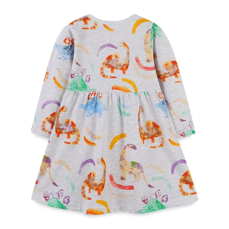 Long Sleeve Girls Dinosaur Dress