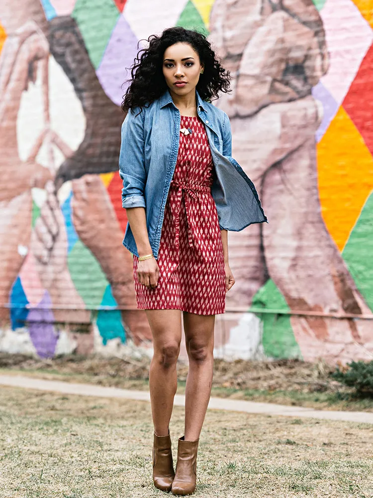 Mata Traders Craft Revival Dress Crimson