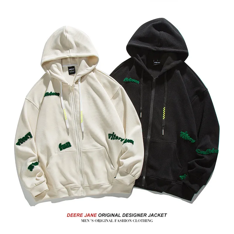 Men Cardigan Hoodie Spring Sweater Men's Spring and Autumn Loose Casual Jacket