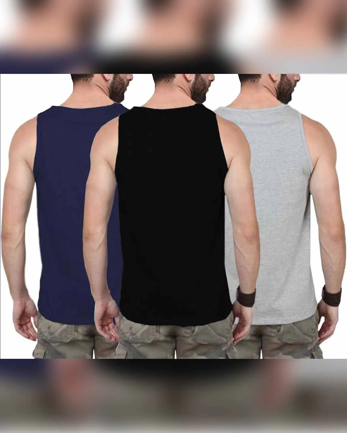 Mens Multicolor Printed Vest  (Pack of 3)