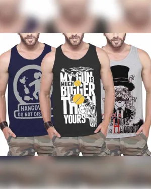 Mens Multicolor Printed Vest  (Pack of 3)