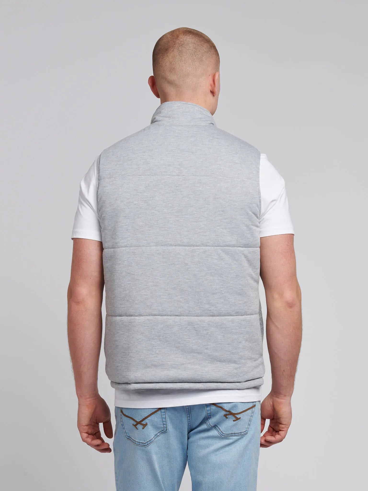 Mens Reversible Clean Front Jersey Lined Gilet in Dark Sapphire Navy / Moonlight Blue DHM