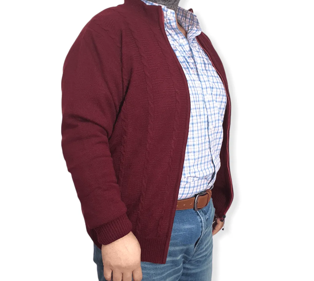Men's Zip Up Sweater - Crimson