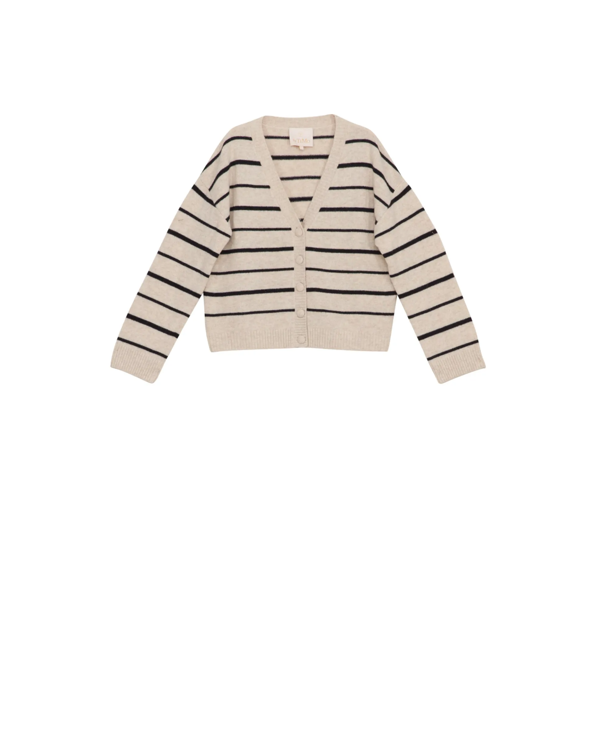 Merino Knit Cardigan - Beige Stripe