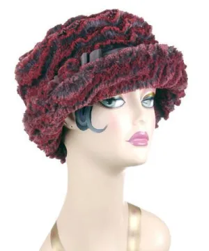 Molly Bucket Hat Style - Desert Sand Faux Fur in Crimson