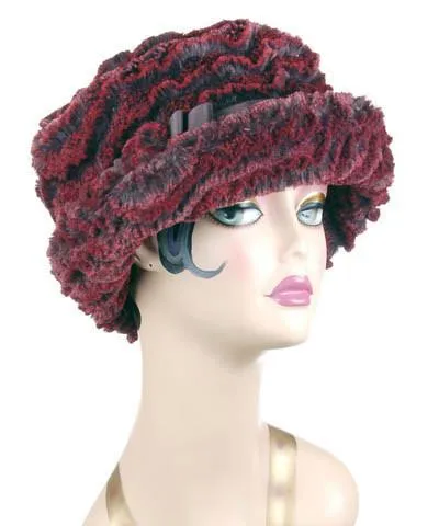 Molly Bucket Hat Style - Desert Sand Faux Fur in Crimson