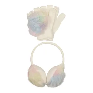 Multi Faux fur Ear Muff &  Glove  Set