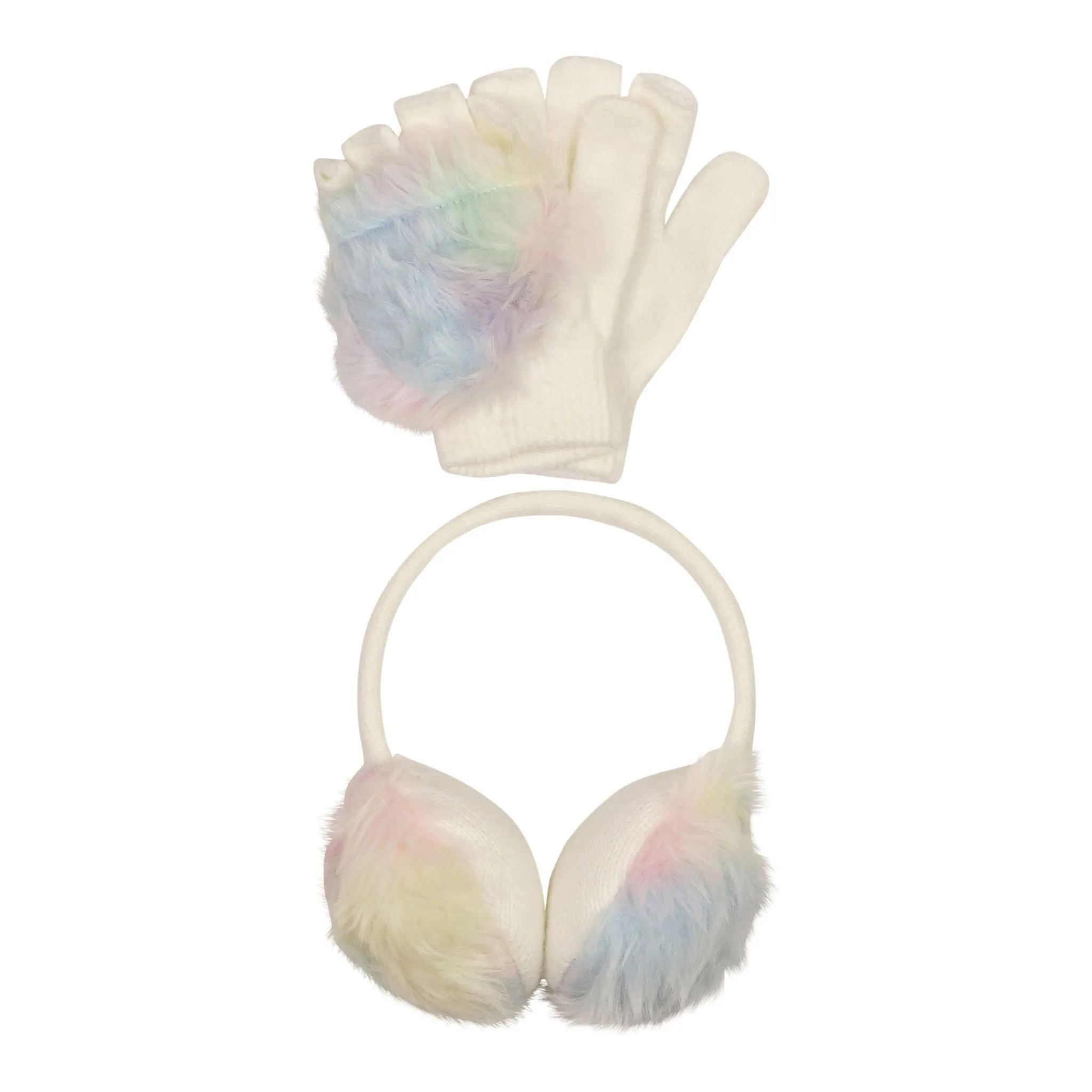 Multi Faux fur Ear Muff &  Glove  Set