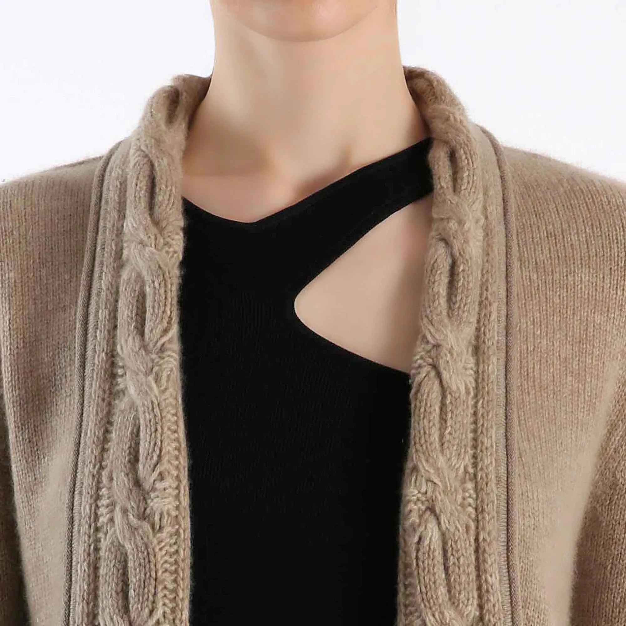 Natural Undyed Pure Cashmere Cardigan