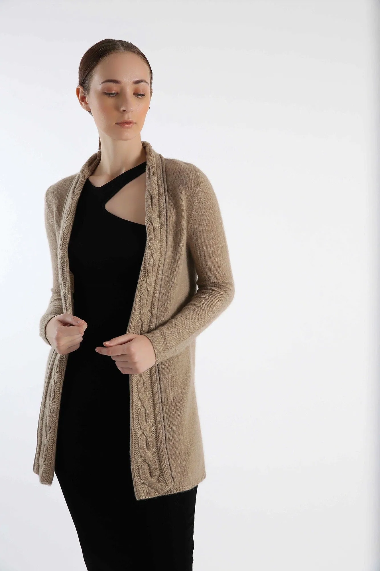 Natural Undyed Pure Cashmere Cardigan