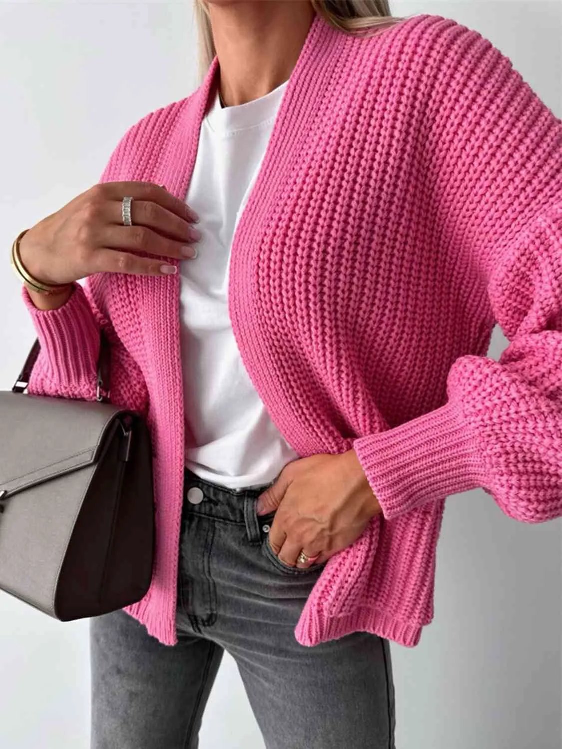 Open Front Drop Shoulder Cardigan
