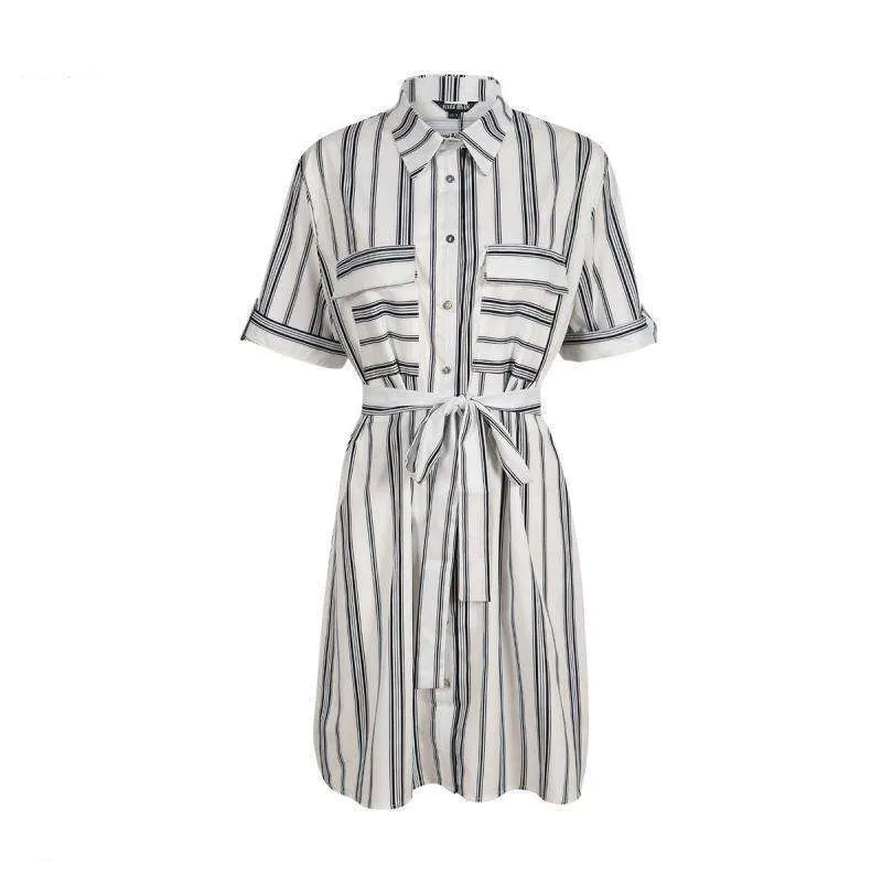 Plus Size Waist Tie Boating Dress