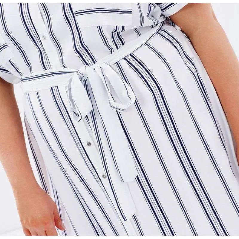 Plus Size Waist Tie Boating Dress