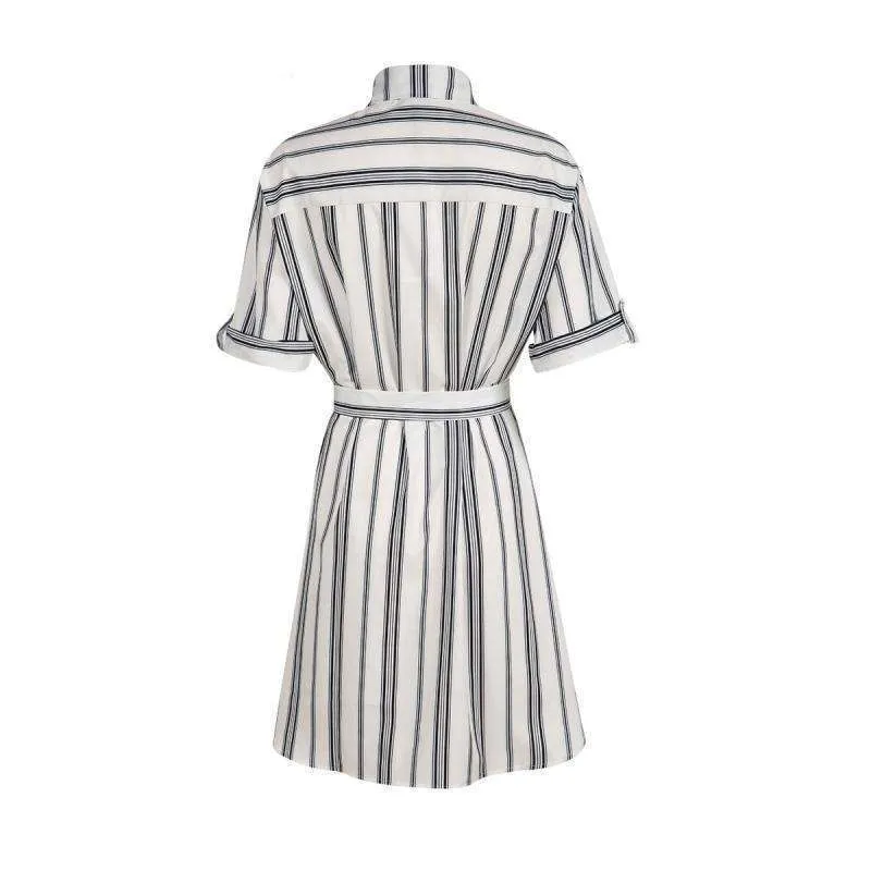 Plus Size Waist Tie Boating Dress