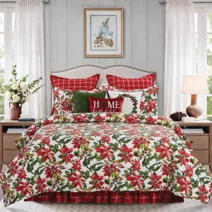 Poinsettia Berries Quilt Set