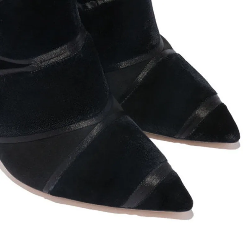 Pointed Toe Metal Heels Ankle Boots