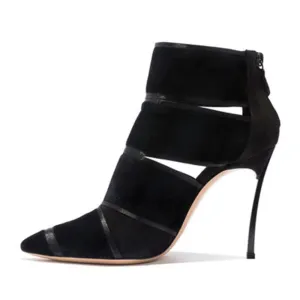 Pointed Toe Metal Heels Ankle Boots