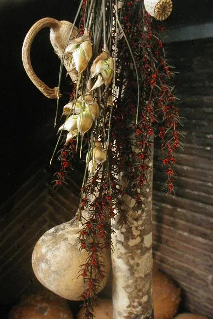Primitive Gourd with Tea Light and Winter Christmas Greens Fabulous