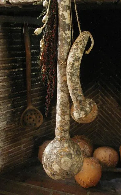 Primitive Gourd with Tea Light and Winter Christmas Greens Fabulous