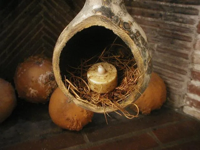 Primitive Gourd with Tea Light and Winter Christmas Greens Fabulous