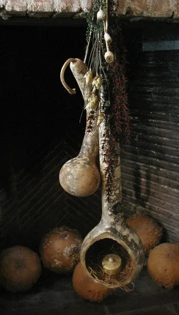 Primitive Gourd with Tea Light and Winter Christmas Greens Fabulous