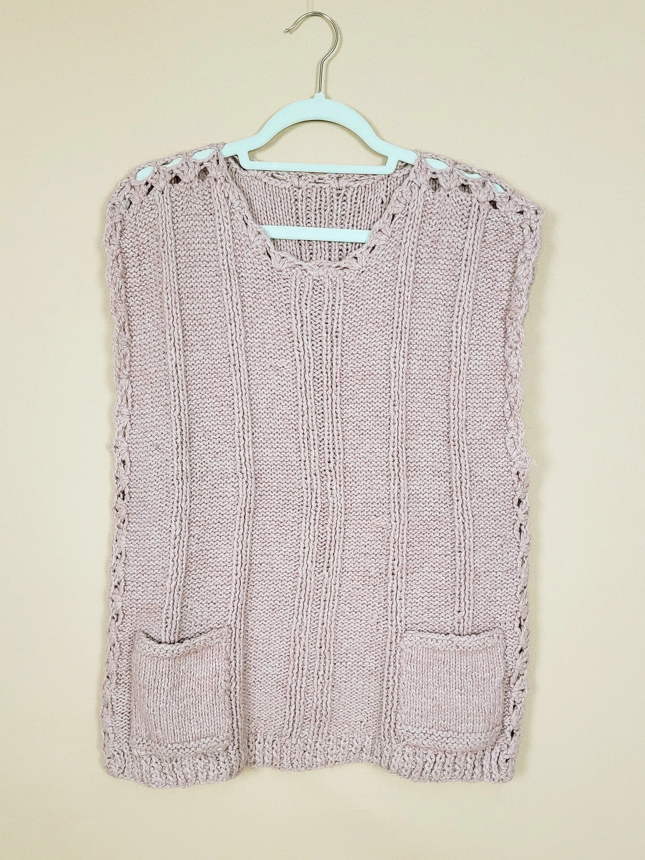 Retro 90s minimalist lilac pink cable knitted vest jumper