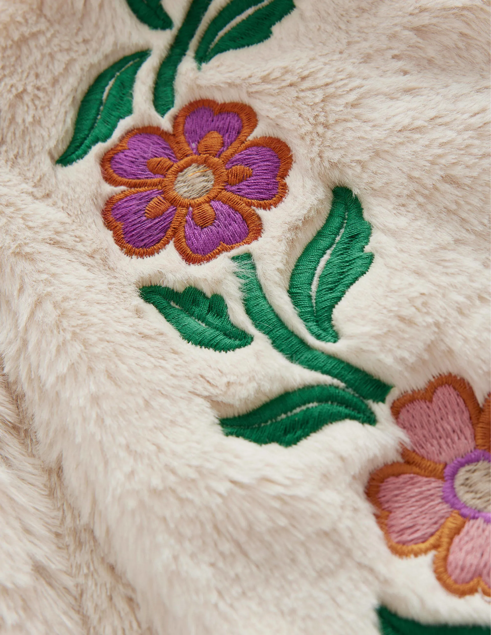 Reversible Faux Fur Gilet-Natural Ivory Floral