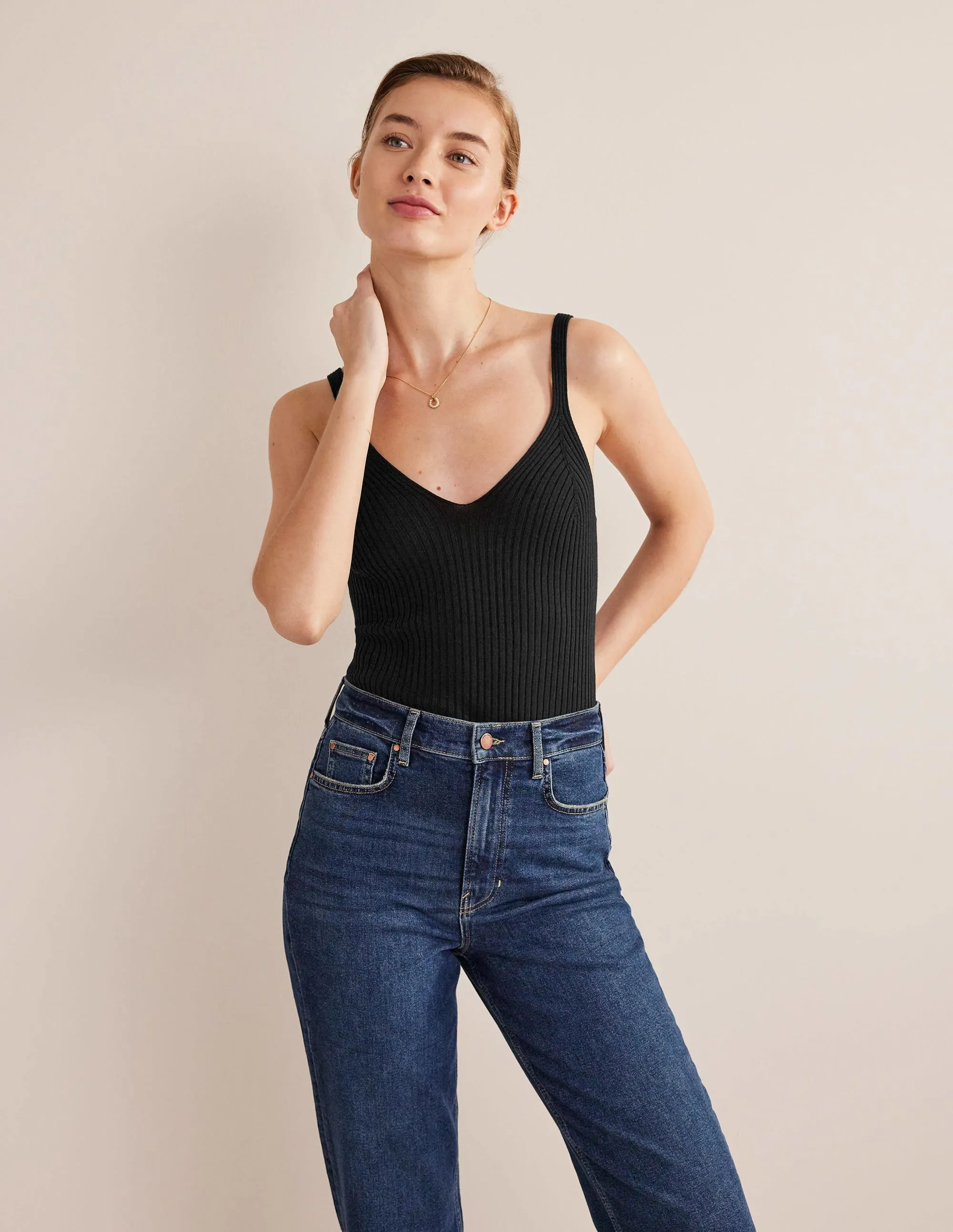 Ribbed Vest Top-Black