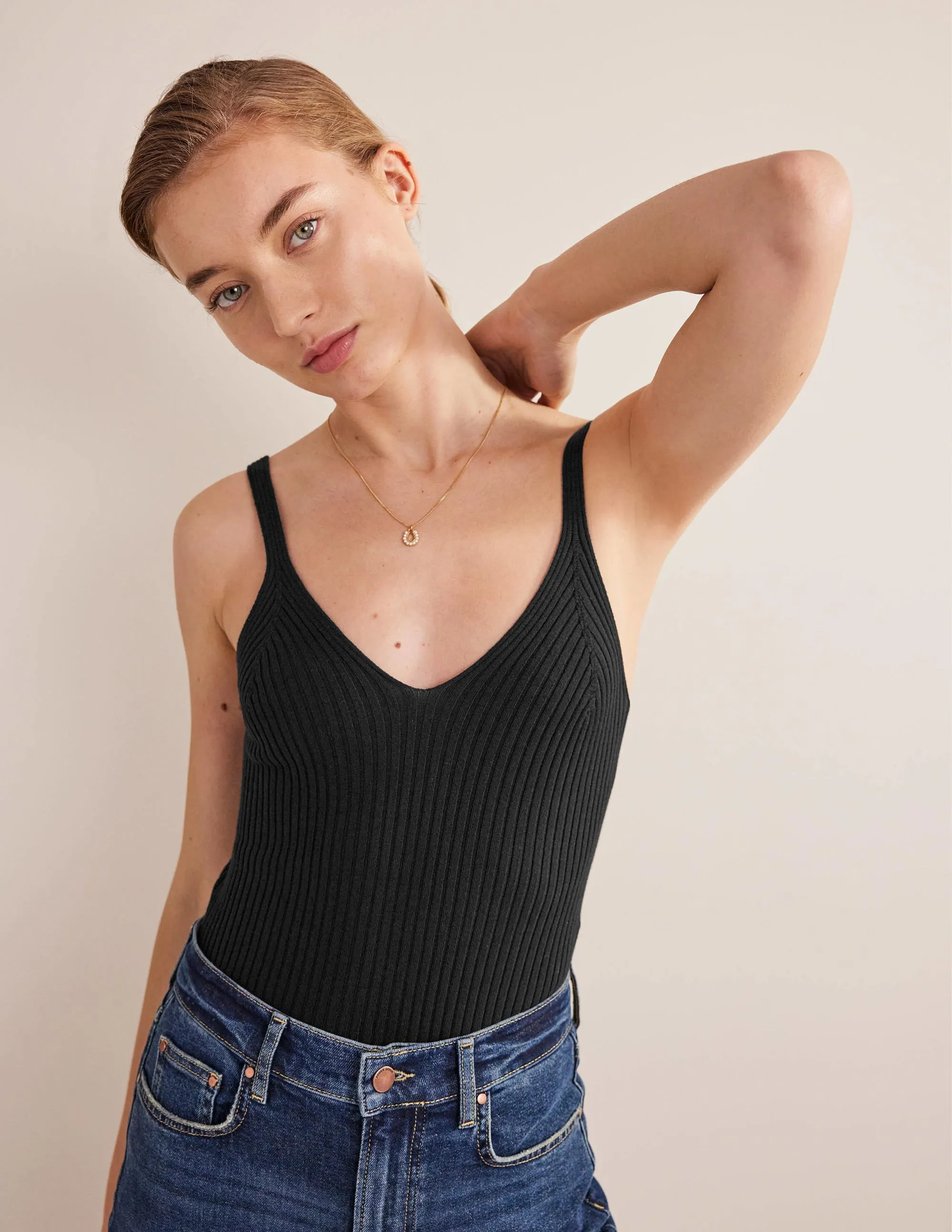 Ribbed Vest Top-Black