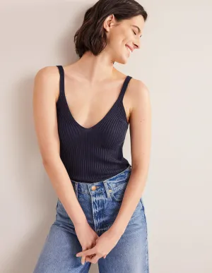 Ribbed Vest Top-Navy