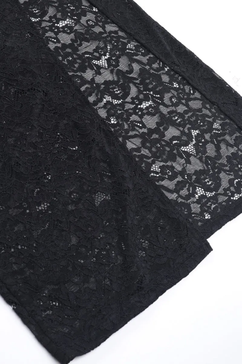 See Through Cutout Lace Split Maxi Bodycon Dress