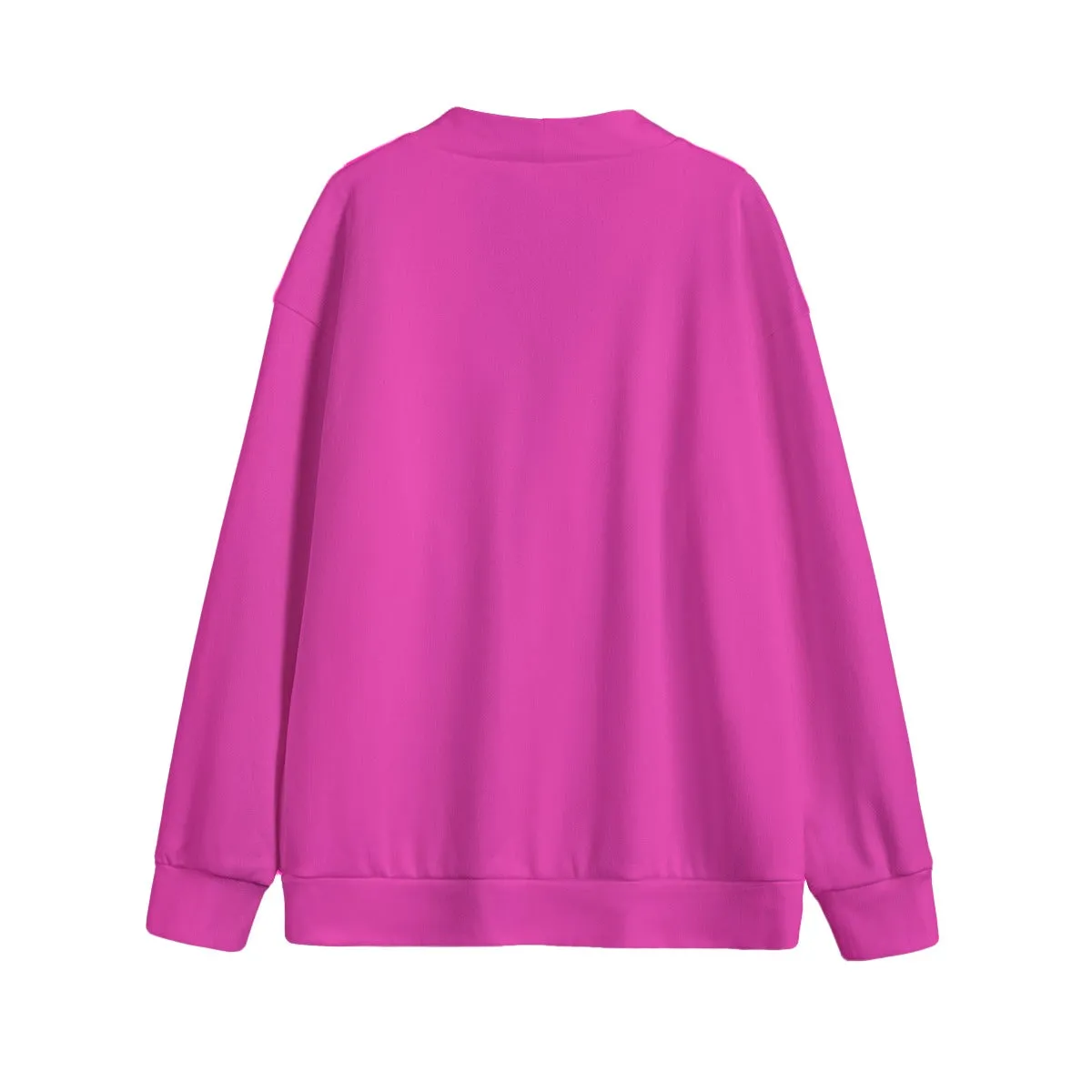 Sixty Eight 93 Logo White Fuchsia Unisex V-Neck Knitted Fleece Cardigan