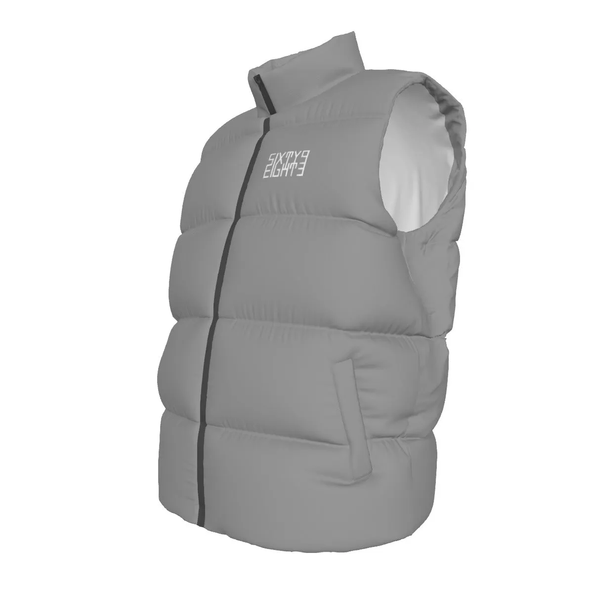 Sixty Eight 93 Logo White Grey Unisex Puffer Vest