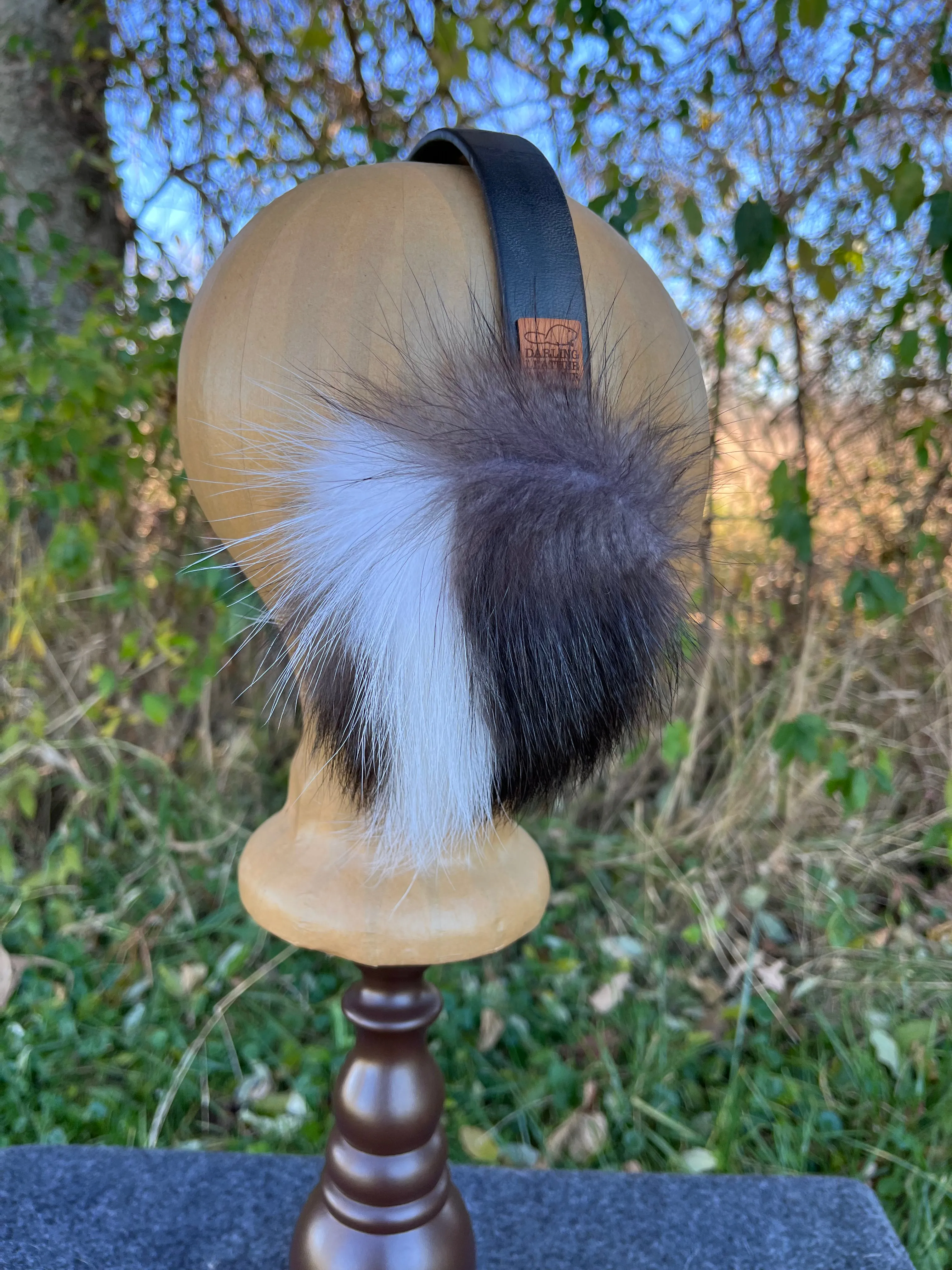 Skunk fur Earmuffs lined with Plucked & Sheared Beaver fur
