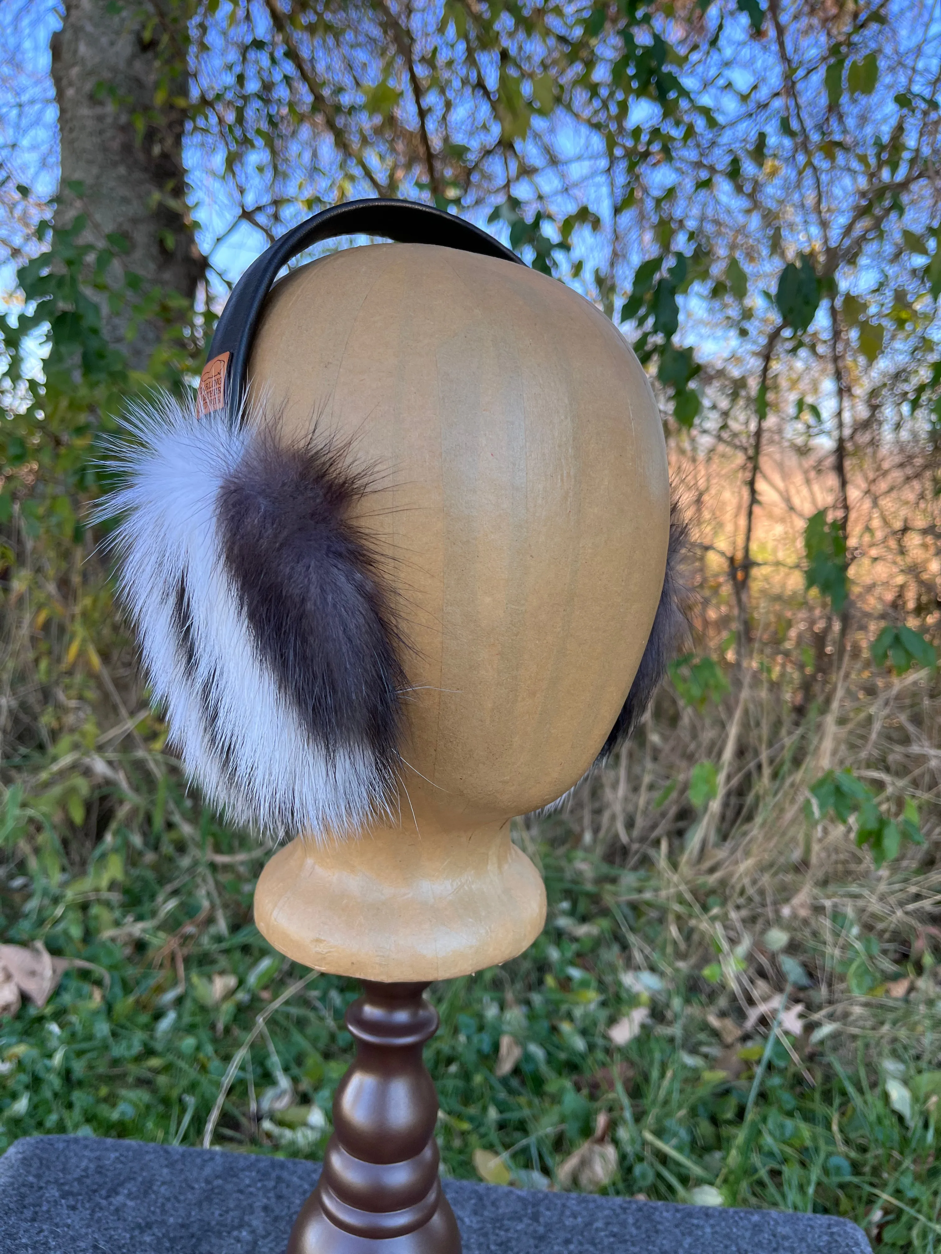Skunk fur Earmuffs lined with Plucked & Sheared Beaver fur