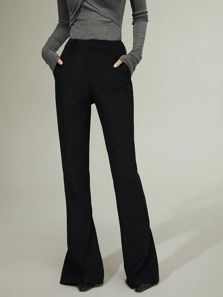 Split Line Slightly Flared Trousers