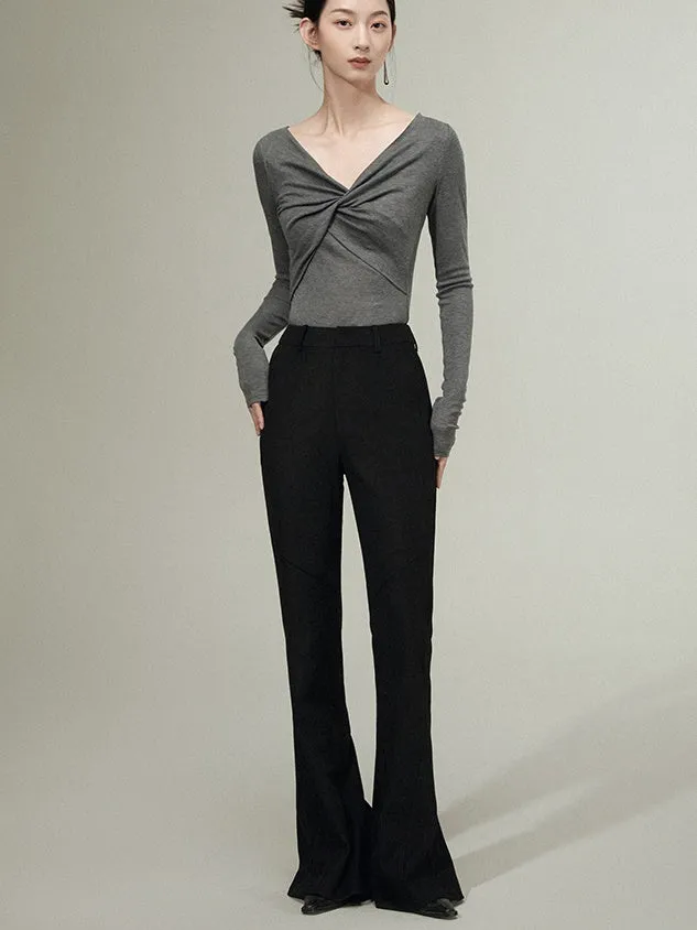 Split Line Slightly Flared Trousers