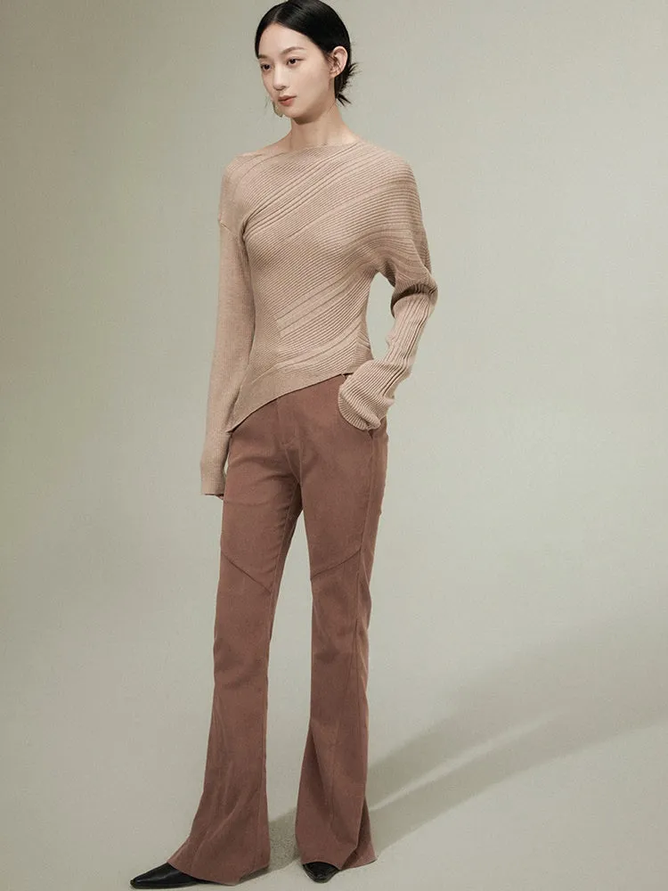 Split Line Slightly Flared Trousers