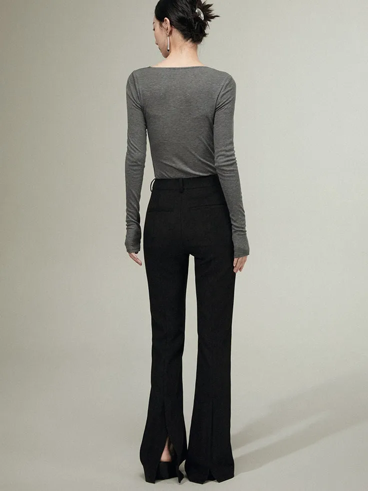 Split Line Slightly Flared Trousers