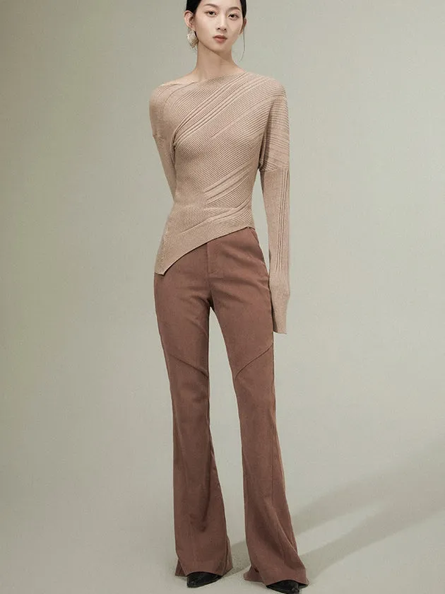 Split Line Slightly Flared Trousers