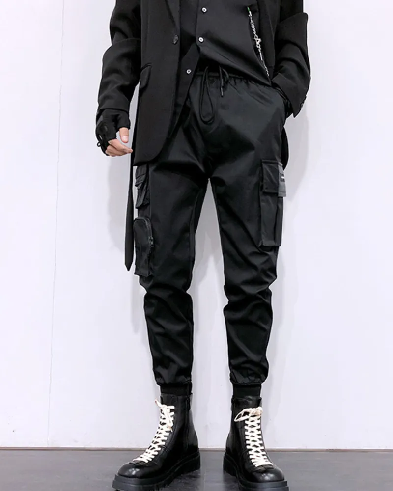 Techwear Black Cargo Jogger Pants