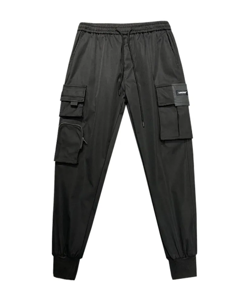Techwear Black Cargo Jogger Pants